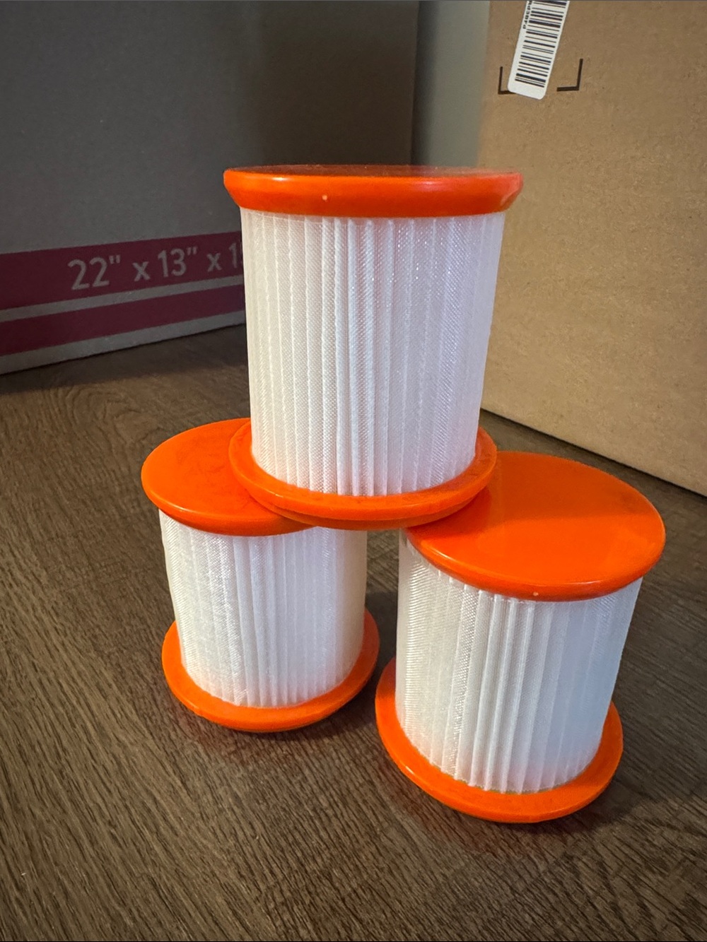 Vacuum Cylindrical Replacement Air Filters in White and Bright Orange (Set of 3)